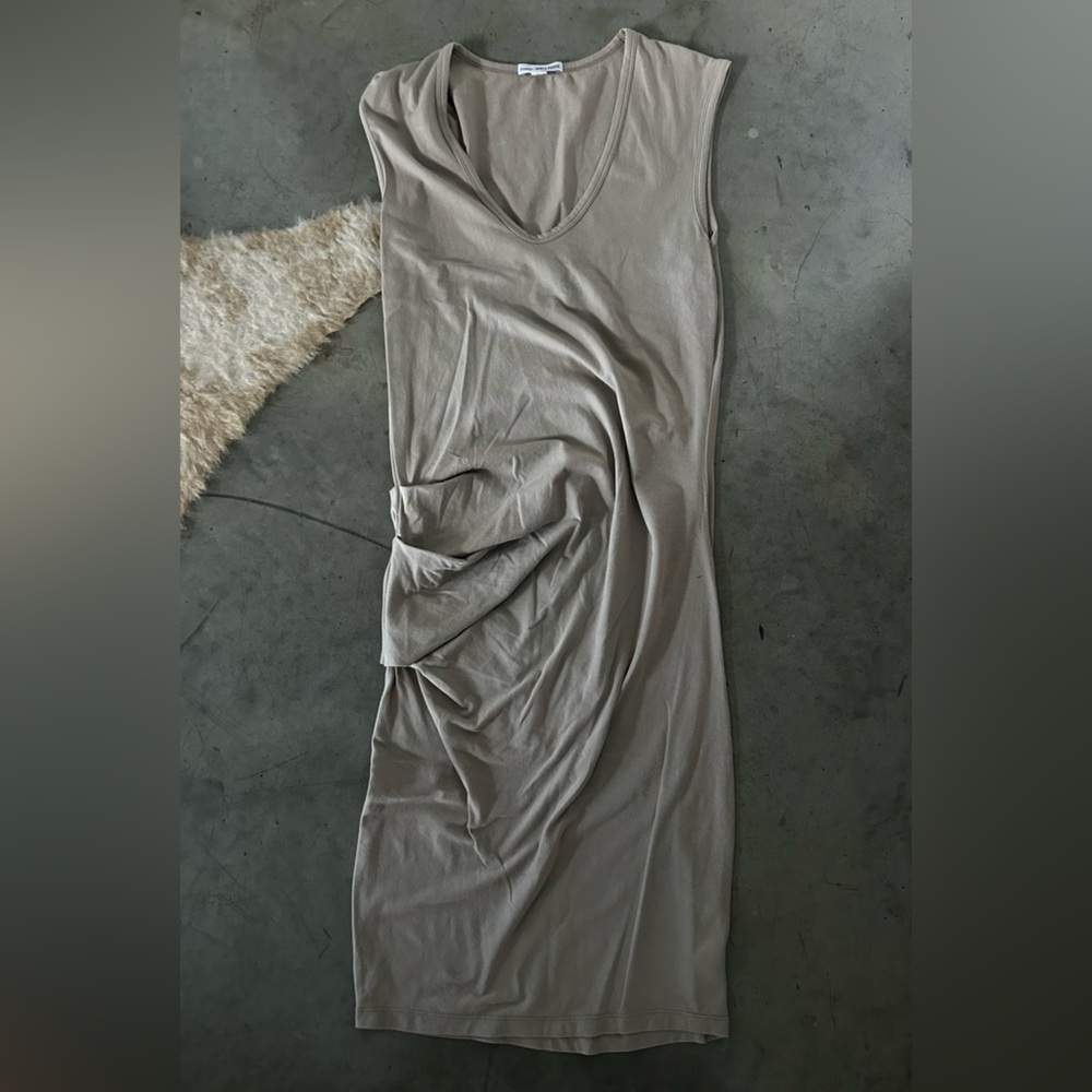 James perse knee length cotton dress, size 3, color grey green